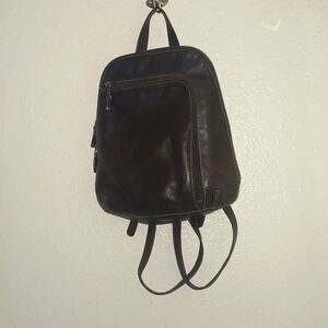 Tignanello Soft Leather Adjustable Backpack Bag, Dark Brown/Chocolate